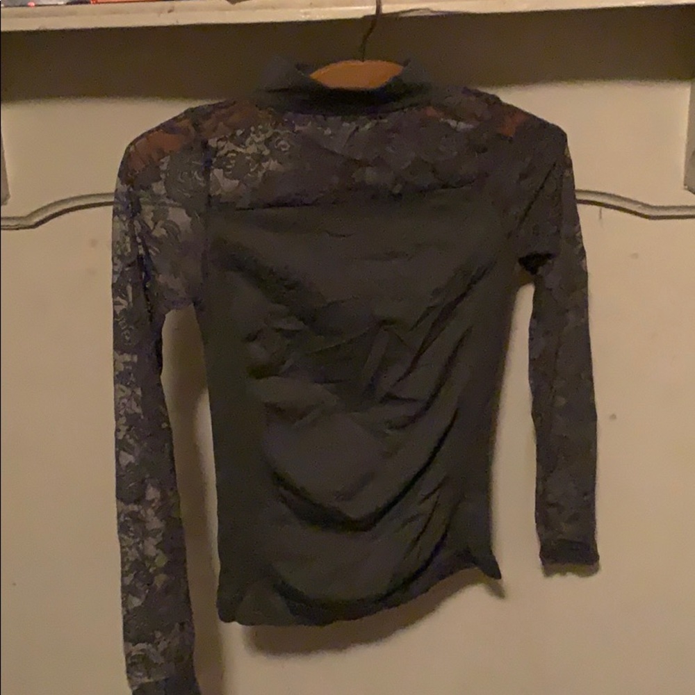 Lace mock neck blouse